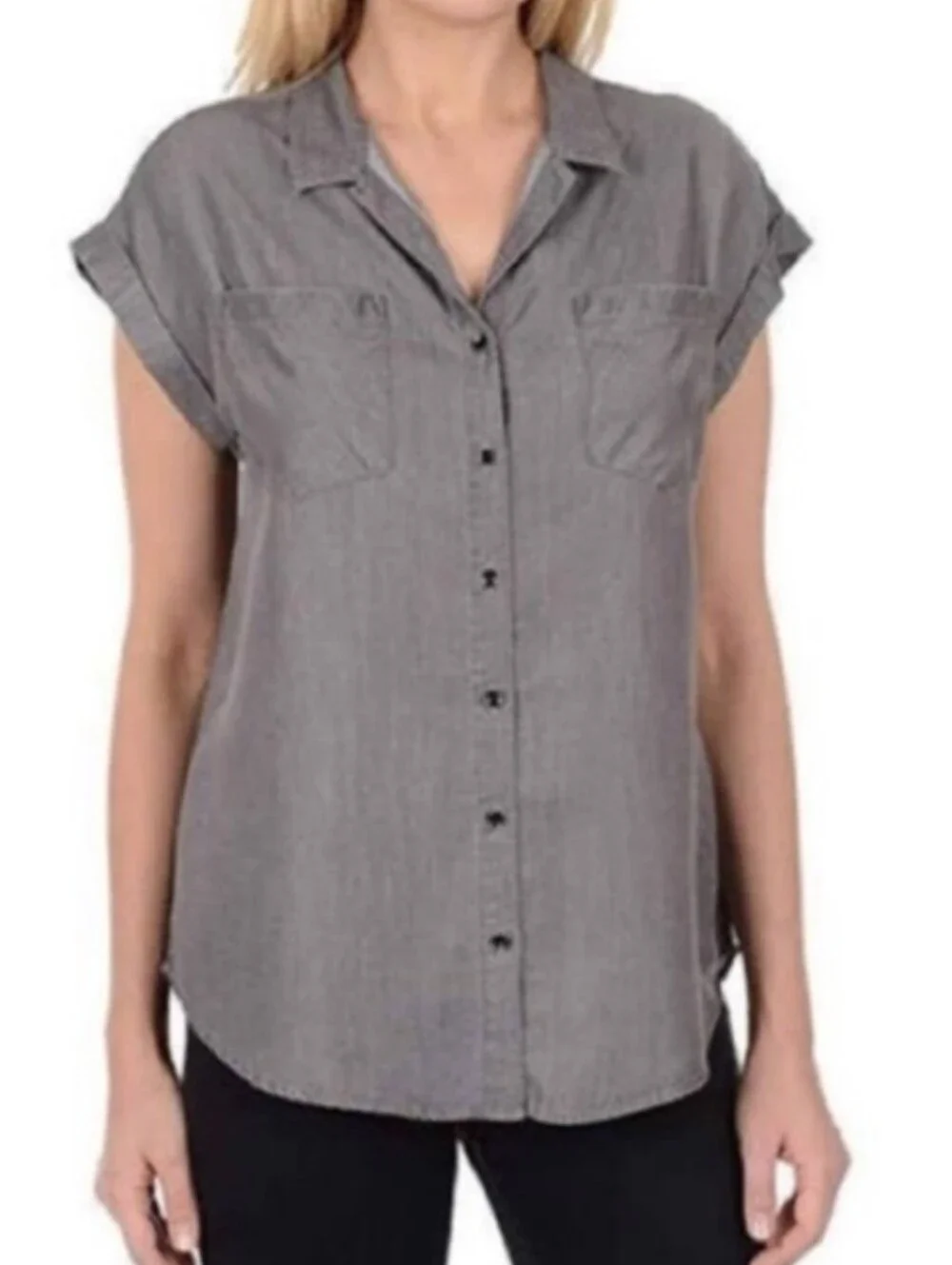 Jach’s Girlfriend Grey Denim Top, Large - Picture 2 of 13
